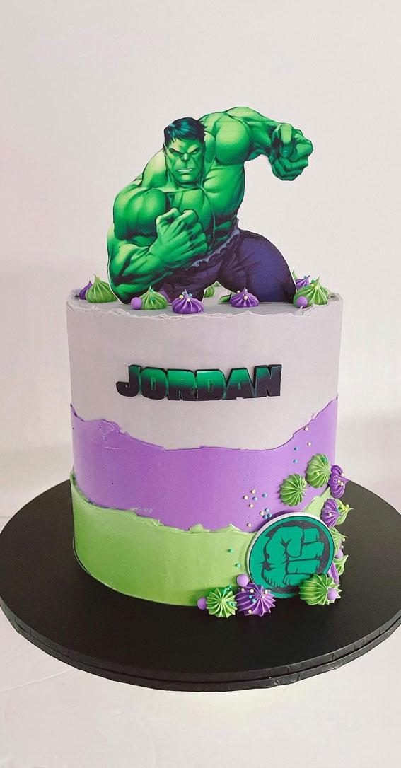 Hulk Birthday Cake Ideas for Superhero Celebrations : Green & Purple Hulk Cake