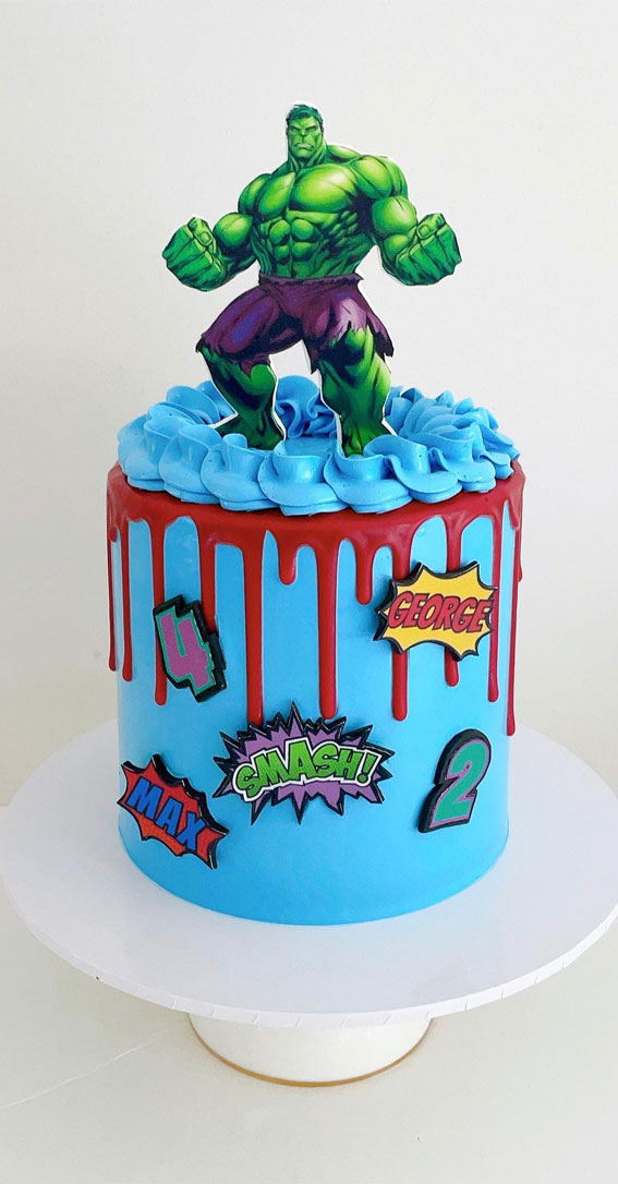 Hulk Birthday Cake Ideas for Superhero Celebrations : Dynamic Hulk Comic Book Cake