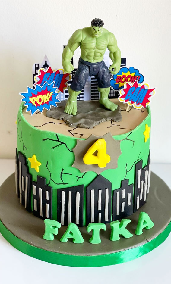 Hulk Birthday Cake Ideas for Superhero Celebrations : Hulk Comic Book Cake