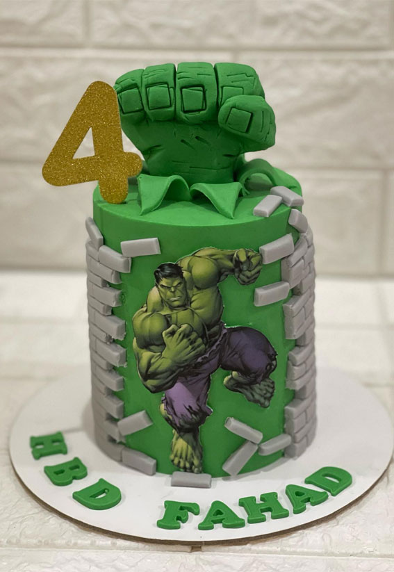 Hulk Birthday Cake Ideas for Superhero Celebrations : Hulk Smash Concrete Block Cake