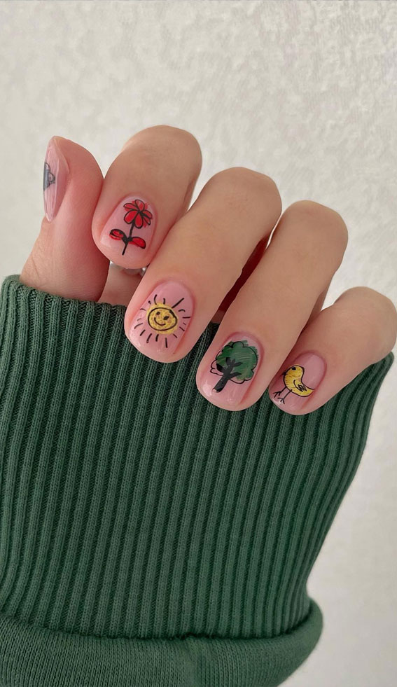 35 Creative Nail Art Inspirations to Transform Your Tips : Whimsical Short Nails