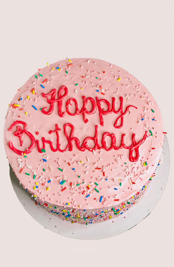 30 Dazzling Confetti Cake Ideas for Every Celebration : Pink Buttercream Birthday Cake