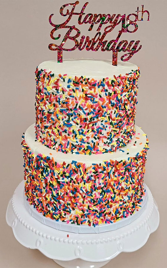 30 Dazzling Confetti Cake Ideas for Every Celebration : 18th Confetti Birthday Cake