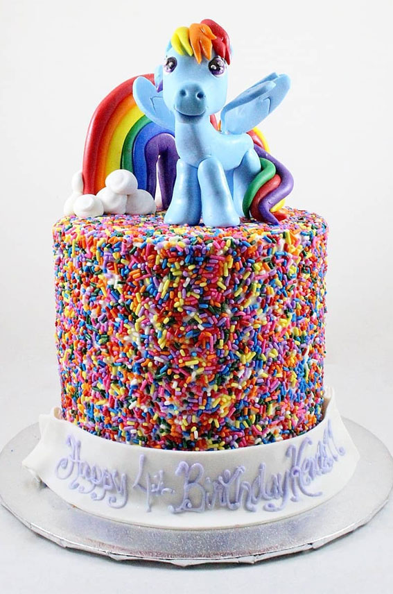 30 Dazzling Confetti Cake Ideas for Every Celebration : Unicorn & Rainbow Cake