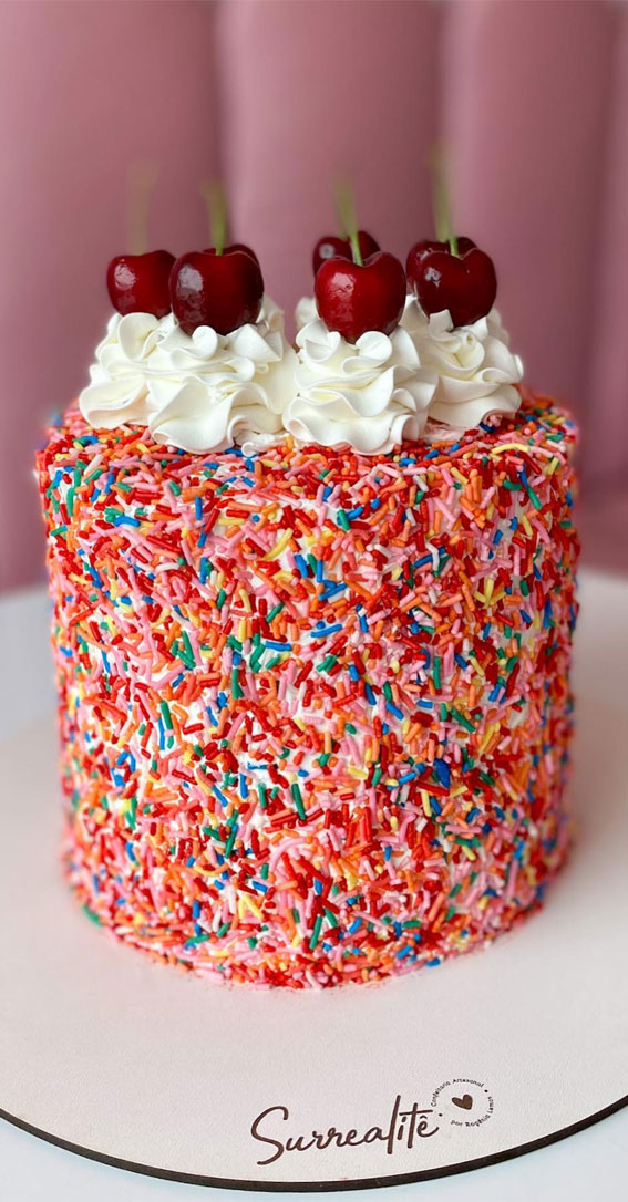vibrant cake, colorful birthday cake, confetti cake, funfetti cake, sprinkle cake, simple sprinkle cake ideas, simple funfetti cake