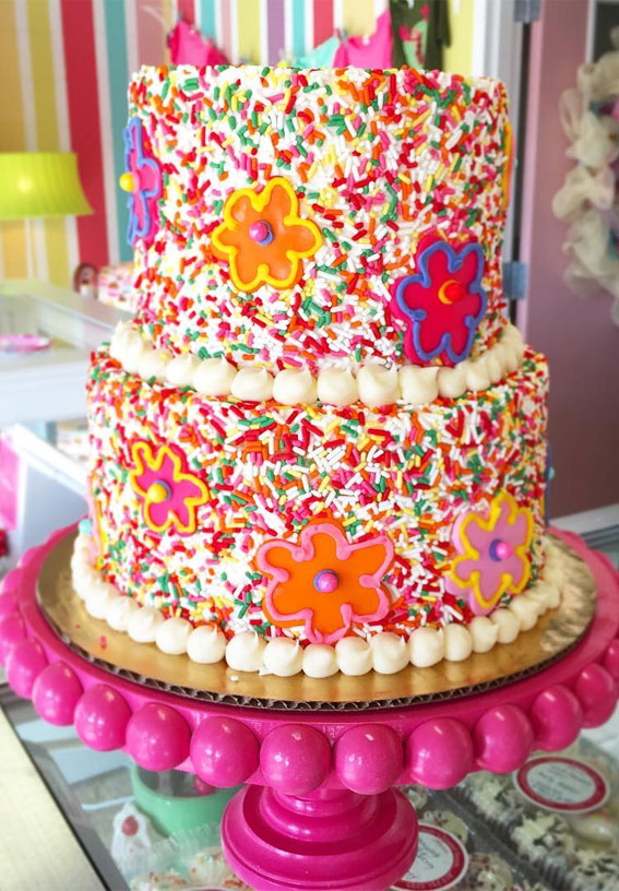 30 Dazzling Confetti Cake Ideas for Every Celebration : Whimsical Sprinkle Garden Cake