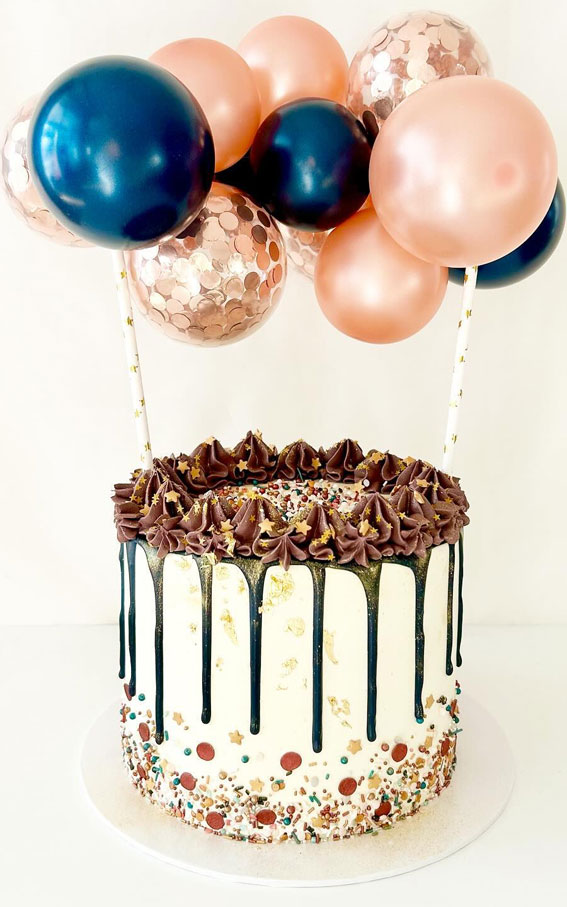 30 Dazzling Confetti Cake Ideas for Every Celebration : Celestial Balloon Bliss Cake