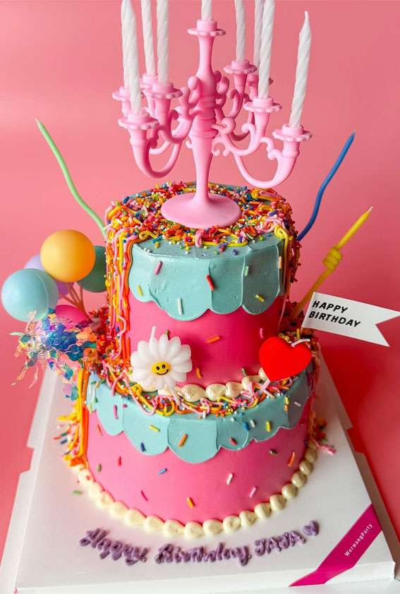 30 Dazzling Confetti Cake Ideas for Every Celebration : Joyful Duo Delight Cake