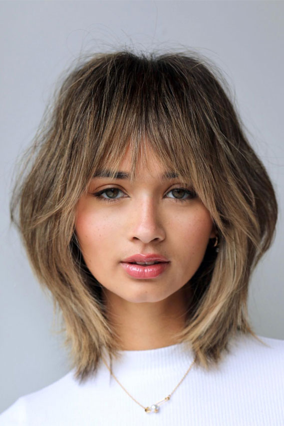 20 Wolf Haircuts for All Lengths : Soft Wolf Layered Cut with Bangs