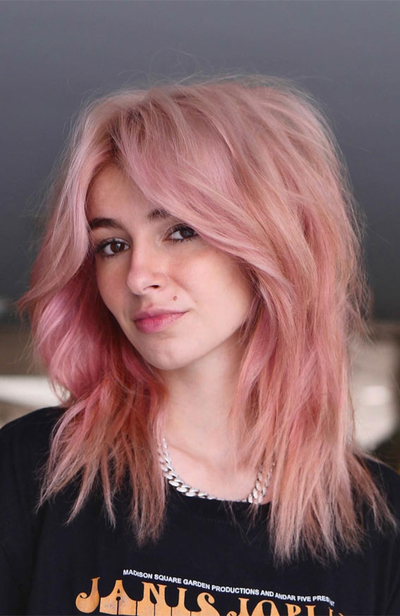20 Wolf Haircuts for All Lengths : Peach-Pink Wolf Cut