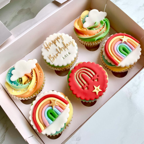 40 Cute Cupcake Ideas For Every Party : Rainbow Cupcakes for 5th Birthday