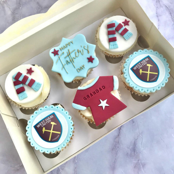 40 Cute Cupcake Ideas For Every Party : West Ham Football Theme Cupcake for Father’s Day