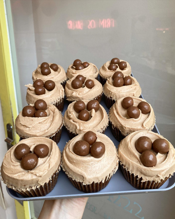 40 Cute Cupcake Ideas For Every Party : Chocolate Cheesecake Cupcakes Topped with Maltesers