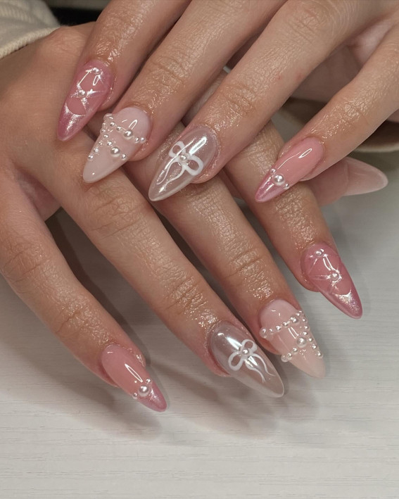 30 Styles of Mix ‘n’ Match Nail Inspirations : Rose Gold Ballerina Inspired Nails