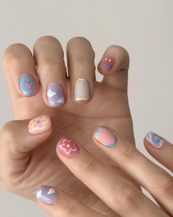 30 Styles of Mix ‘n’ Match Nail Inspirations : Aesthetic Short Nails
