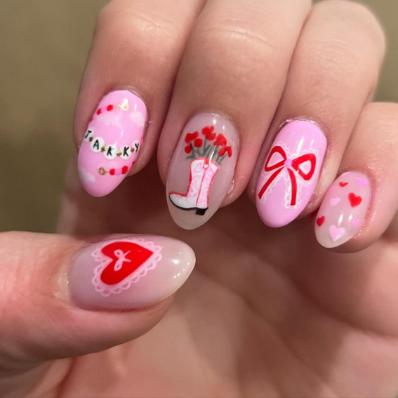 30 Styles of Mix ‘n’ Match Nail Inspirations : Garden Of Romance Nails