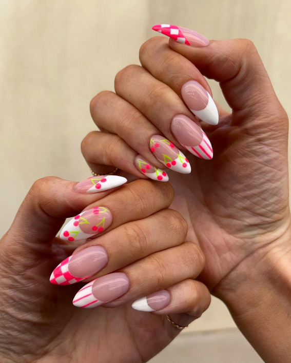30 Styles of Mix ‘n’ Match Nail Inspirations : Whimsy French Tip Nails