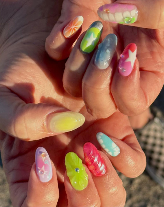 30 Styles of Mix ‘n’ Match Nail Inspirations : Vibrant Nails