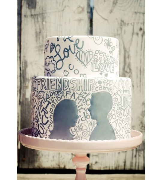 Silhouette wedding cake