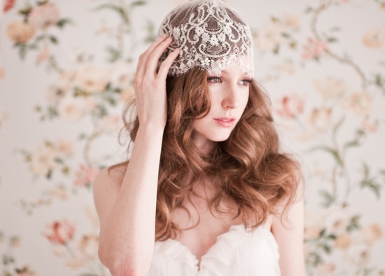 wedding hair, wedding hair with french lace cap,wedding hair ideas, bridal hair 