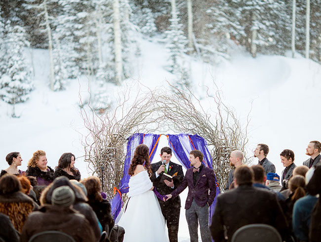 ceremony on top of a mountain in a blizzard