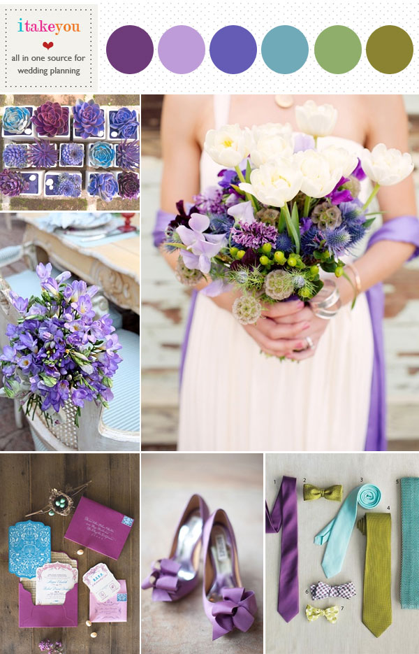 Lilac, Purple, Indigo, Teal & Green Wedding Board 