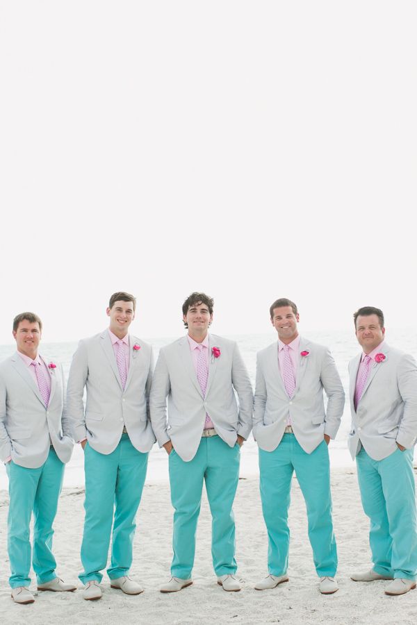 pink turquoise wedding,pink turquoise groom