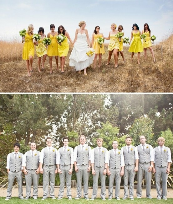 grey groomsmen yellow bridesmaids,wedding palette grey yellow wedding colors palette,summer wedding colors yellow,grey yellow wedding colors scheme