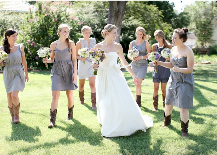 bride and bridesmaids dark grey