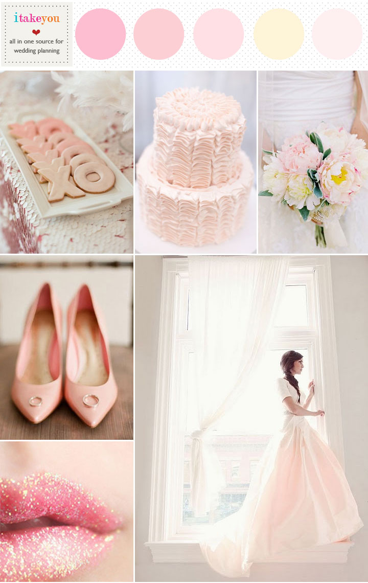 romantic pink wedding color palette,romantic blush pink wedding theme ideas