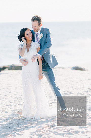 Beach Wedding From Joseph Lin Photography see more https://www.itakeyou.co.uk/wedding/beach-wedding-from-joseph-lin-photography/   bride and groom, bride on the beach