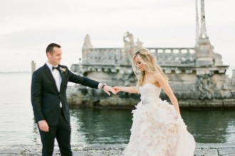 You were born together,bride and groom,wedding photo