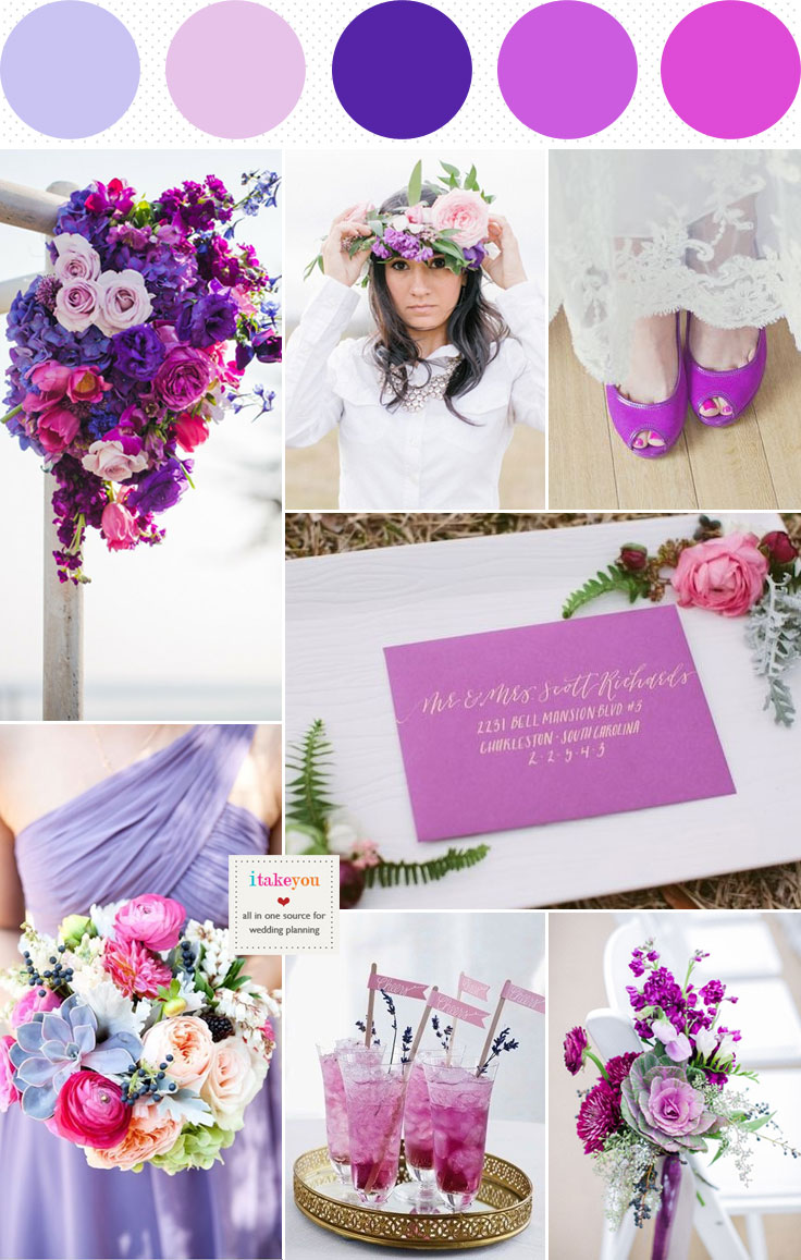 shades of purple wedding,Dusty Pink Indigo Lilac and Radiant Orchid Wedding,radiant wedding palette