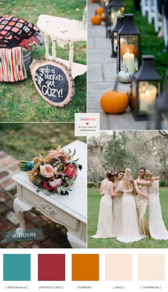 Neutral and red autumn wedding colour palette