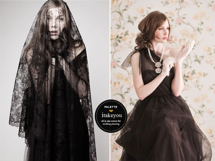 Black wedding dress | Halloween Wedding Theme - Elegance and Sophistication | itakeyou.co.uk #halloween #halloweenwedding #black #weddingdress