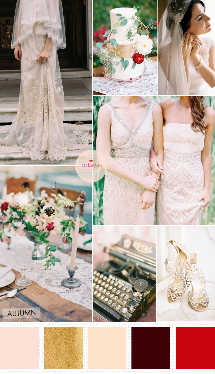 Ivory and Autumn Wedding Colours for a Classy Vintage Wedding Theme | read more : https://www.itakeyou.co.uk/ivory-autumn-wedding-colours-vintage-wedding-theme/ #vintage #autumnwedding 