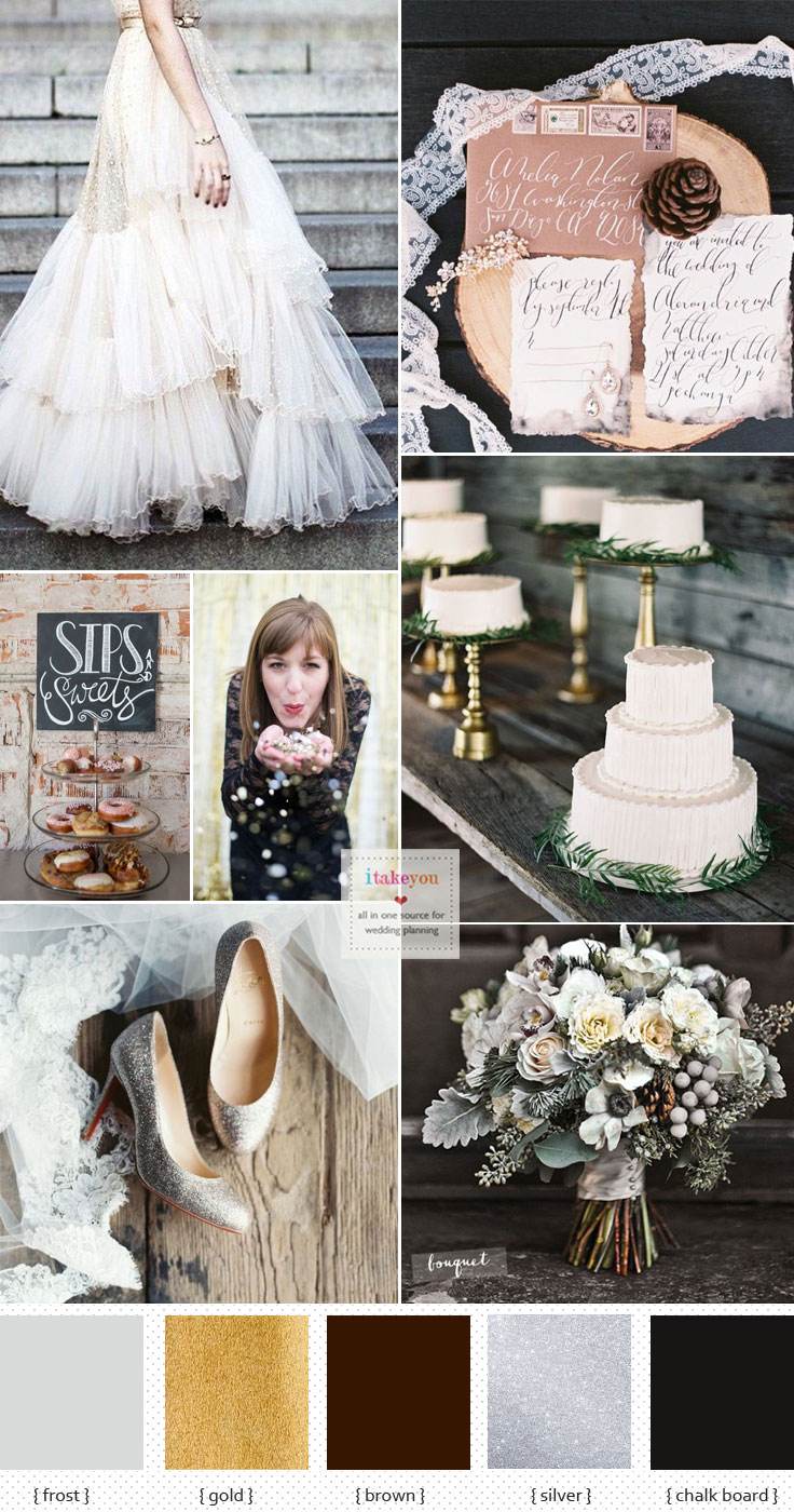 Gold Glittery and Frost winter wedding