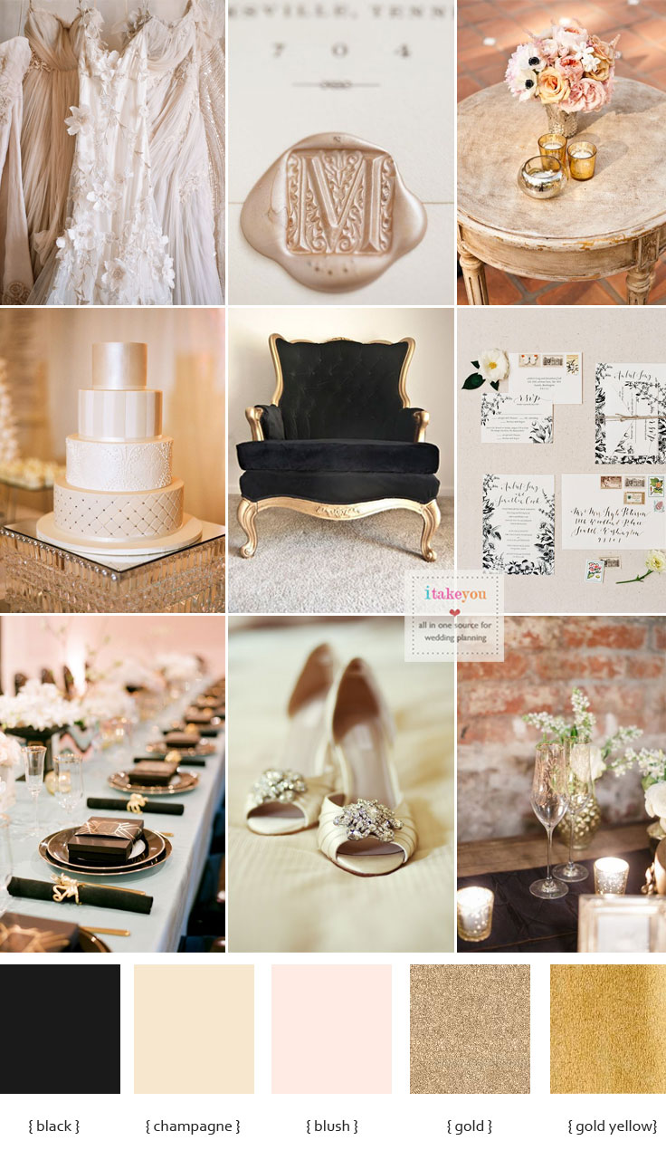 Champagne and black wedding theme for a luxurious wedding