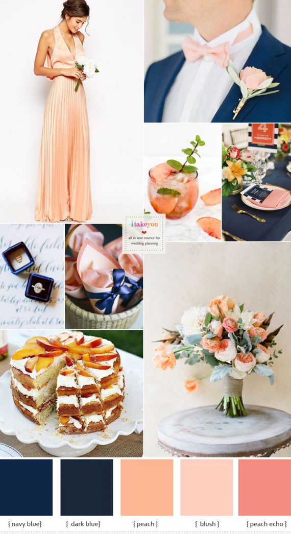 Navy blue and peach wedding colour theme ideas | i take you
