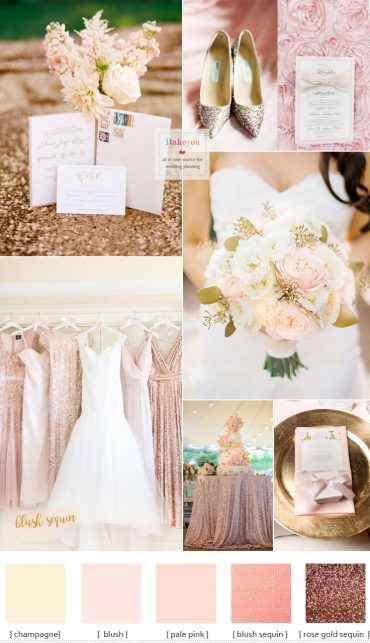Blush sequin bridesmaid dresses For Elegant Blush and Gold Summer Wedding Inspiration | Itakeyou.co.uk #rosegold #blushwedding