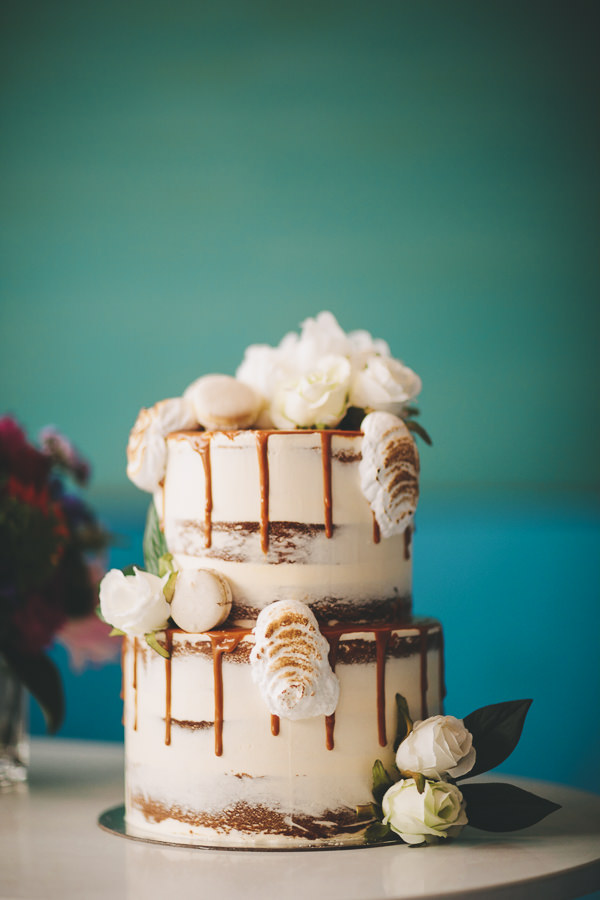 Semi naked wedding cake - Vibrant Rooftop Wedding | itakeyou.co.uk #wedding #vibrantwedding #rooftopwedding