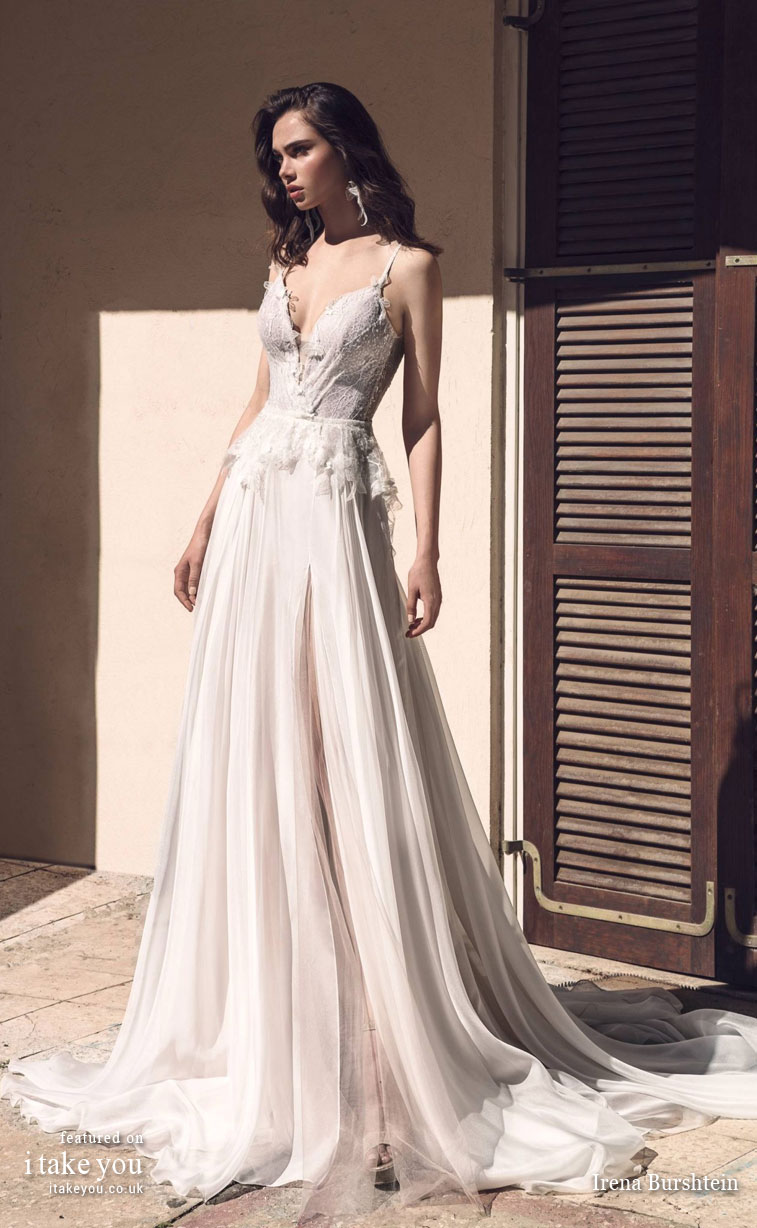 Irena Burshtein Wedding Dresses "Moloko Bridal Collection 2020"  A line wedding dress hand embroidery ,pure elegance wedding gown #weddingdress #wedding #bride #bridalgown 