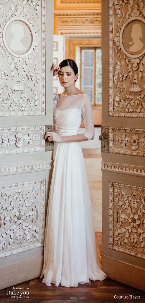 Couture Hayez 2020 bridal collection  - long sleeve embellished bodice a line wedding dress  #weddingdress #weddinggown #wedding #fashion #bridedress #bride #bridal #weddings #weddingdresses