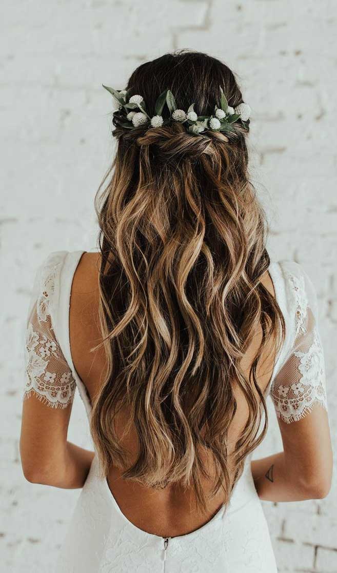 Blown away with these 57 Beautiful Messy wedding hair ,textured updo, half up half down bridal hairstyles #weddinghair #weddingupdo #weddinghairstyle #weddinginspiration #bridalupdo