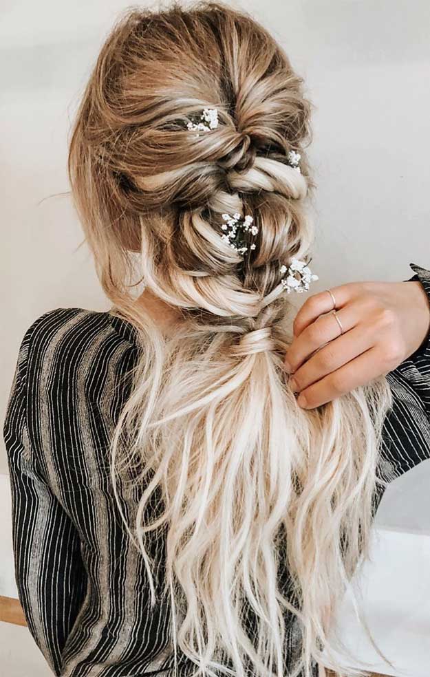 Blown away with these 57 beautiful half up half down hairstyles ,textured updo, half up half down bridal hairstyles #weddinghair #weddingupdo #weddinghairstyle #weddinginspiration #bridalupdo half up half down wedding hair, wedding hairstyles, bridal hairstyles, half up half down wedding hair medium length, hair down wedding hairstyles