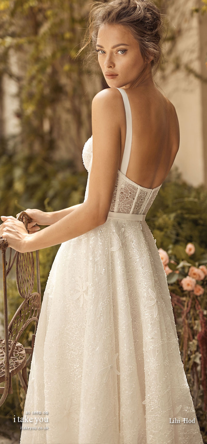 sleeveless a line wedding dress, lihi hod 2020, lihi hod wedding dresses, thin straps a line wedding dress #weddingdresses
