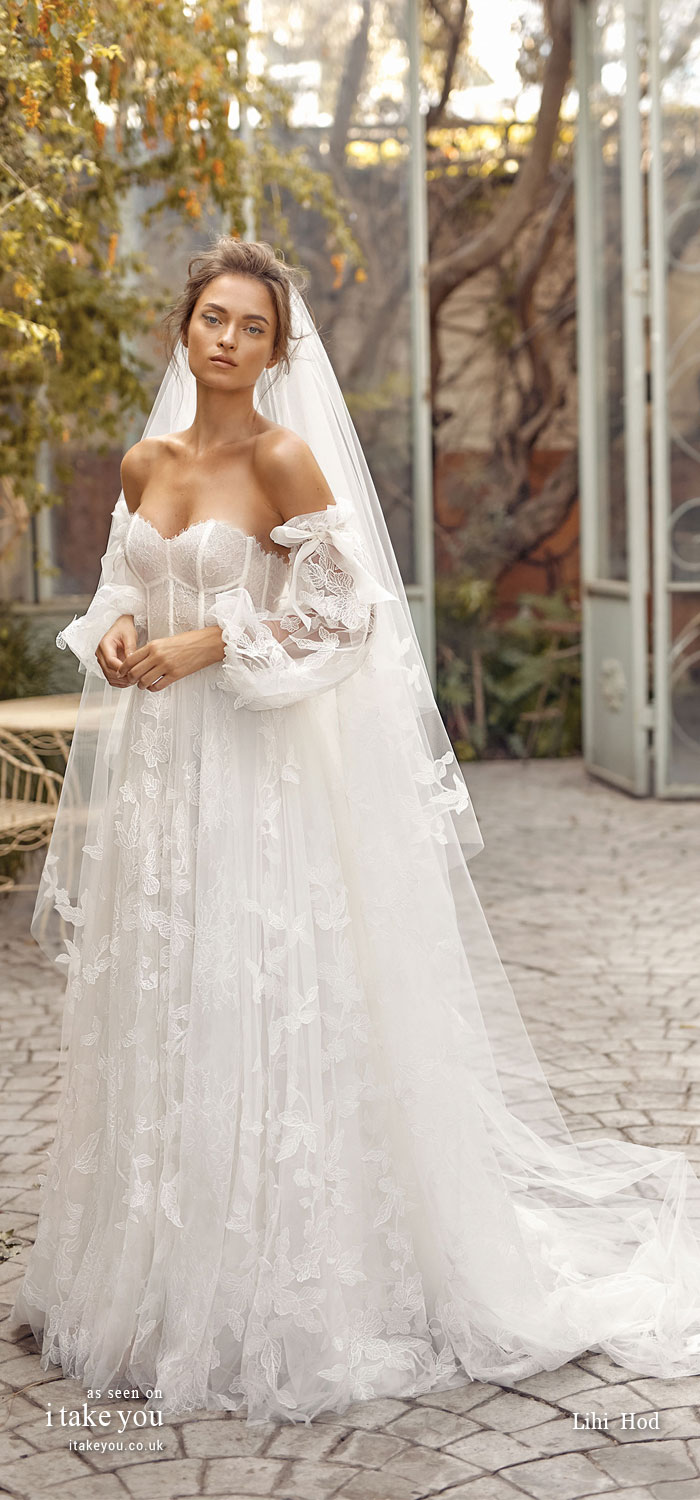 sweetheart neckline a line wedding dress, lihi hod 2020, wedding dresses #weddingdresses