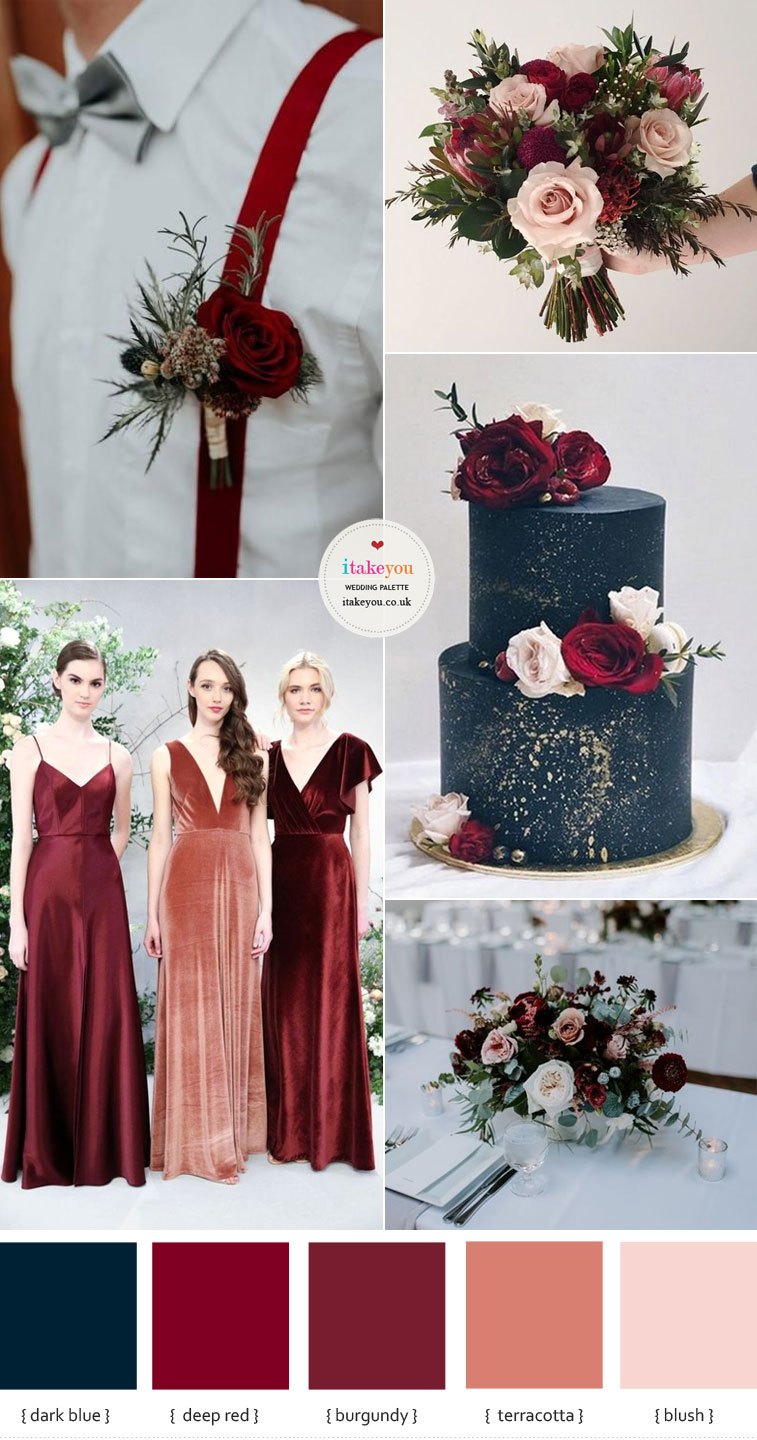 Autumn Wedding in Burgundy, Deep Red, Navy and Terracotta with Blush  Accents I Take You  Wedding Readings  Wedding Ideas  Wedding Dresses   Wedding Theme
