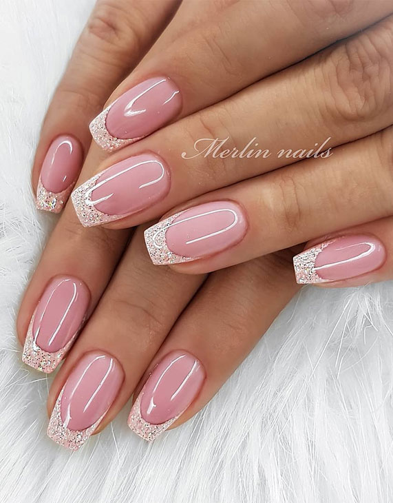 30 Latest Glitter French Tip Nail Designs To Try In 2023!