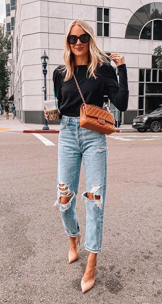 ripped jeans outfits, best spring outfits 2020, best spring fashion 2020, ripped jeans 2020 #springoutfits